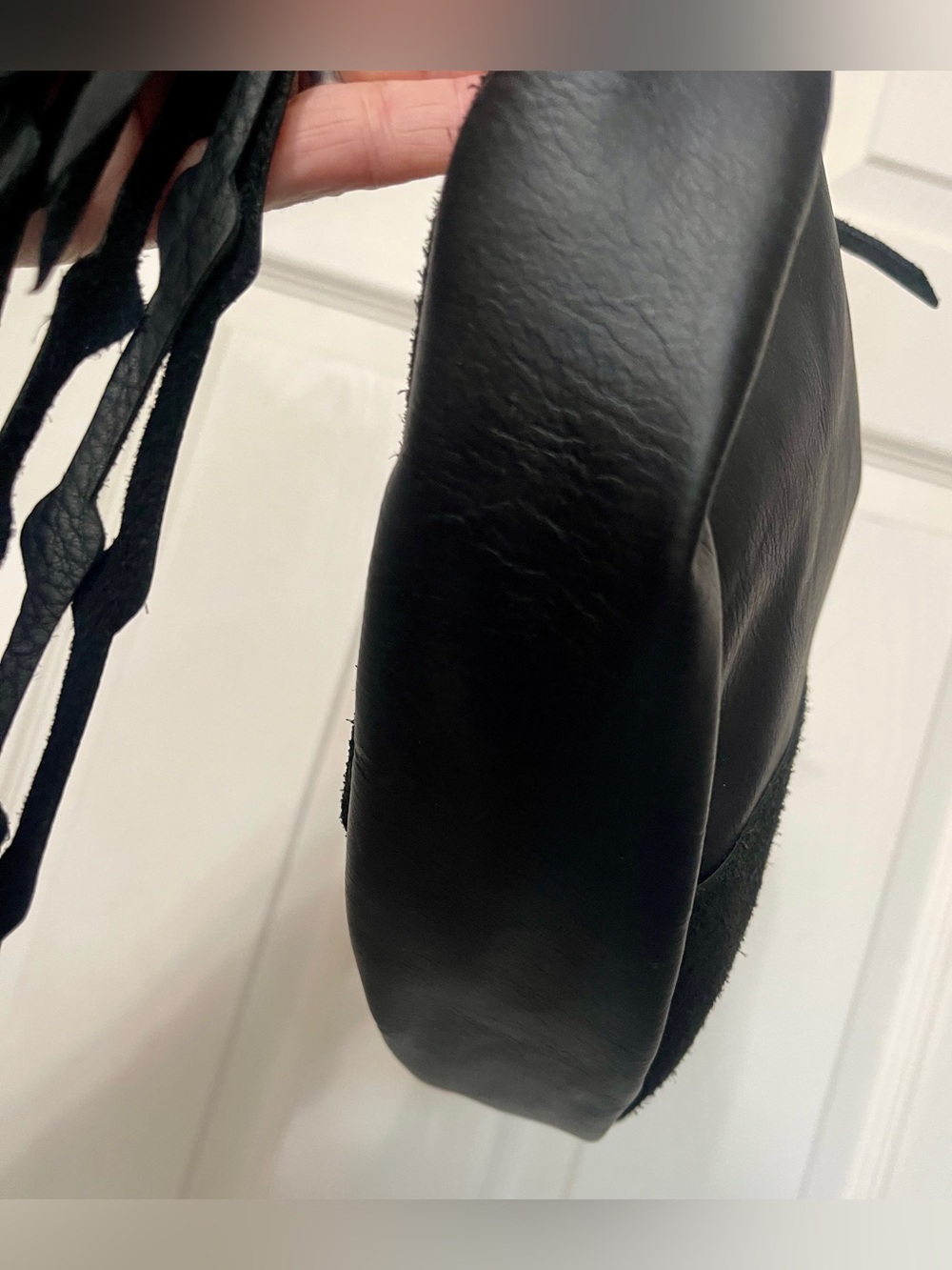 Wildwood Oyster Sling with Seaweed Tassel Black Leather & Suede + Dustbag - Picture 10 of 15